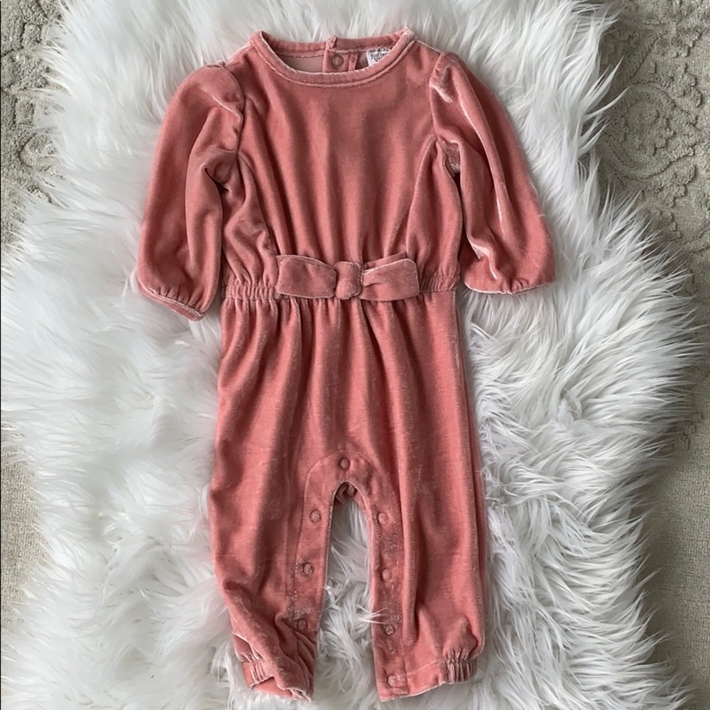 Baby Girl Soft Pink Velvet Romper